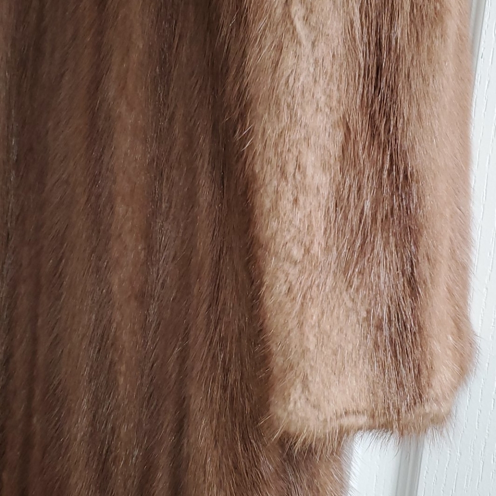 Vintage 1960s Long Hair Beaver Fur Coat Brown Full Length L Estate - Picture 8 of 15